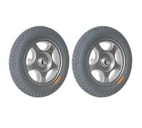 12 1/2 x 2 1/4 Wheelchair Wheel Replacement (Pair), 12 inch Rear Wheel Assembly for Electric Wheelchairs, Full Tire Back Wheel Replacement Parts