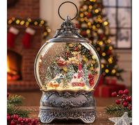 12.1" Christmas Snow Globe Lights, Musical Flying Santa Scene Lighted Water Lantern, USB and Battery Powered Christmas Decoration Gifts
