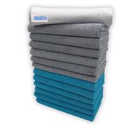 12 +1 free glass cloth, 40x40cm IGADCloth, Blue Lagoon and Grey Microfibre Cleaning Cloths, Durable Cleaning Cloths for a Pristine Clean, Ideal Microfiber Cloth for all Surfaces