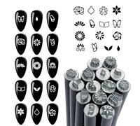12.1 x 1.2 cm PC Nail Stamp, 15 Pieces Stamp Pens Set, Nail Stamp, Nails Art, Stamp Pen Pattern Set with Various Designs, Manicure Accessories for Beginners at Home or in the Salon