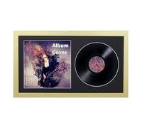 12" / 10" / 7" Double Vinyl LP Record and Album Cover Frame BLACK Mount Memorabilia Wall Display (Gold, 35L x 19Wcm 7" Vinyl)