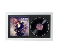 12" / 10" / 7" Double Vinyl LP Record and Album Cover Frame BLACK Mount Memorabilia Wall Display (Matt White, 35L x 19Wcm 7" Vinyl)