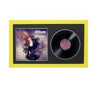 12" / 10" / 7" Double Vinyl LP Record and Album Cover Frame BLACK Mount Memorabilia Wall Display (Yellow, 35L x 19Wcm 7" Vinyl)