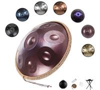 12/10/9 Notes Handpan Drum Instrument 22 Inch Steel Hand Pan D Minor 432Hz/440Hz Hand Drum with Bag Stand Mallets for Sound Healing Meditation Yoga Professional Practice(Purplish-red,432Hz/12Note)