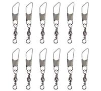 12#, 100PCS Fishing Barrel Swivel with Safety Snap Interlock Snaps Kit, Solid Stainless Steel Ball Bearing Swivels for Saltwater Freshwater Sea Fishing Tackle