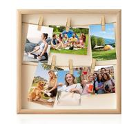 12×12'' Picture Frame, Multi Aperture Collage Photo Frame Family Photo Frames Oak Picture Frames with ropes and clips for Displaying Cherished Moments