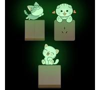 12 * 12CM 3PCS/Set Cute Cat Self Adhesive Light Switch Sticker Pink Glow in The Dark Light Switch Surround Wall Stickers for Girls Boys