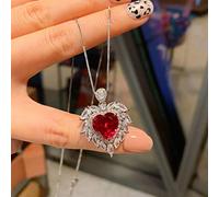 12 * 12mm Heart-Shaped Tourmaline Emerald Ruby Pendant Necklace for Women Jewelry