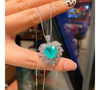 12 * 12mm Heart-Shaped Tourmaline Emerald Ruby Pendant Necklace for Women Jewelry