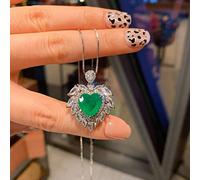 12 * 12mm Heart-Shaped Tourmaline Emerald Ruby Pendant Necklace for Women Jewelry