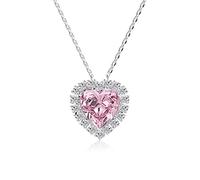12 * 12MM High Carbon Diamond Pink Heart Pendant Necklace Solid Silver Wedding Engagement Party Fine Jewelry