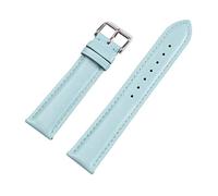 12/13/14/15/16/17/18/19/20/21/22mm Pin Buckle Plain Grain First Layer Calfskin Watch Strap with Quick Release Spring Bar for Men and Women, Sky Blue-Silver, 20mm