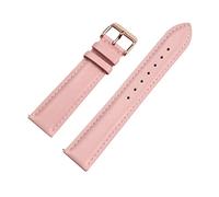 12/13/14/15/16/17/18/19/20/21/22mm Pin Buckle Plain Grain First Layer Calfskin Watch Strap with Quick Release Spring Bar for Men and Women, Pink-Rosegold, 15mm