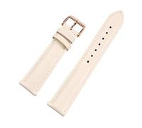 12/13/14/15/16/17/18/19/20/21/22mm Pin Buckle Plain Grain First Layer Calfskin Watch Strap with Quick Release Spring Bar for Men and Women, Beige-Rosegold, 13mm
