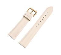 12/13/14/15/16/17/18/19/20/21/22mm Pin Buckle Plain Grain First Layer Calfskin Watch Strap with Quick Release Spring Bar for Men and Women, Beige-Gold, 14mm