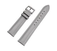 12/13/14/15/16/17/18/19/20/21/22mm Pin Buckle Plain Grain First Layer Calfskin Watch Strap with Quick Release Spring Bar for Men and Women, Light Gray-Silver, 18mm