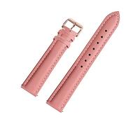12/13/14/15/16/17/18/19/20/21/22mm Pin Buckle Plain Grain First Layer Calfskin Watch Strap with Quick Release Spring Bar for Men and Women, Watermelon Red-Rosegold, 13mm
