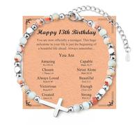 12 13 14 15 16 17 18 Year Old Birthday Gifts for Girls, Cross Birthday Bracelet Gifts with Birthday Card for Teen Girls Daughter Granddaughter Sister Niece Best Friend, 7-9, Stone, no gemstone