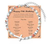 12 13 14 15 16 17 18 Year Old Birthday Gifts for Girls, Cross Birthday Bracelet Gifts with Birthday Card for Teen Girls Daughter Granddaughter Sister Niece Best Friend, 7-9, Stone, no gemstone