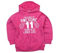 12-13 Fuchsia Hoodie with White Glitter 'This is What an Awesome 11 Year Old Looks Like