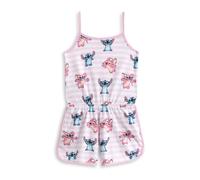 Disney Lilo & Stitch Girls Pink Striped Sleeveless Playsuit | Cute Stitch & Angel Cartoon Summer Outfit | Elasticated Waist, Pockets, Round Neck Casual Wear - 12-13 Years