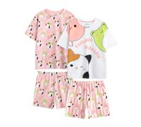 (12-13 Years, Pink) Squishmallows Girls Feeling Mallow Short Pyjama Set (Pack of 2)