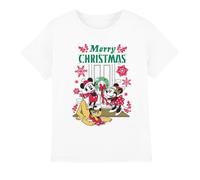 (12-13 Years, White) Disney Childrens/Kids Mickey & Minnie Mouse Wreath Christmas T-Shirt