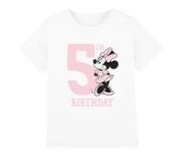 (12-13 Years, White) Disney Childrens/Kids Minnie Mouse 5th Birthday T-Shirt