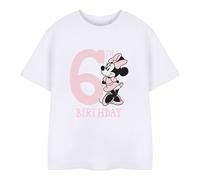 (12-13 Years, White) Disney Childrens/Kids Minnie Mouse 6th Birthday T-Shirt