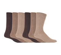 (12-14 UK, Beige) Mens 6 pack non elastic diabetic socks with hand linked toe seams