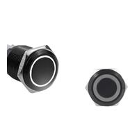 12/16/19/22mm Black Shell Button Switch Metal Latching Momentary LED Light Car Engine Power Blue Red(White Ring,16MM-SELF LOCKING-3-6V(5V))