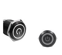 12/16/19/22mm Black Shell Button Switch Metal Latching Momentary LED Light Car Engine Power Blue Red(White Ring Power,16MM-MOMENTARY SELF-RESET-3-6V(5V))