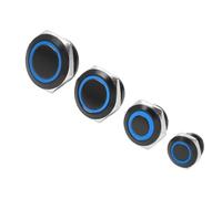 12/16/19/22mm metal button switch waterproof flat head with power LED light instantaneous 1NO 6V 24V(Blue Ring,22MM_MOMENTARY_3-6V)