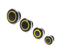 12/16/19/22mm metal button switch waterproof flat head with power LED light instantaneous 1NO 6V 24V(Yell Ring,22MM_MOMENTARY_12-24V)