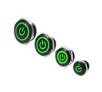 12/16/19/22mm metal button switch waterproof flat head with power LED light instantaneous 1NO 6V 24V(Gre Power,22MM_MOMENTARY_12-24V)