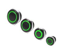 12/16/19/22mm metal button switch waterproof flat head with power LED light instantaneous 1NO 6V 24V(Gre Ring,16MM_MOMENTARY_3-6V)