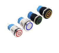 12/16/19/22mm Metal Push Button Switch LED Light Latching/Self lock Car Engine Power Switch 5V 12V 24V 220V Red Blue(Black,22MM_3-9V)