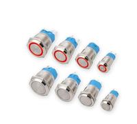 12/16/19/22mm Self Locking Metal Push Button No Light/Red Led Light 12V-24V 5A-10A Circular Power Switch 1Pcs(K047d-16mm Red)