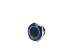 12/16/19/22mm shell metal button switch waterproof flat head with power LED light instantaneous 1NO 6V 24V(Blue Ring,19MM_MOMENTARY_3-6V)
