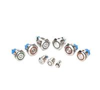 12 16 19 22mm Waterproof Metal Push Button Switch LED Light Momentary Latching Car Engine Power Switch 5V 12V 24V 220V Red Blue(16MM_3-8V(5V6V))