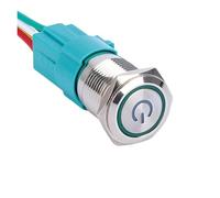 12/16/19 MM Momentary Self-locking Flat Head Power LED lighted Metal Putton Switch With Harness IDGTTLDF(Blue LED,100-240V(220V))