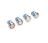 12/16/19mm Waterproof metal button switch LED lamp 12V 24V 220V instant lock car engine power switch 5PCS Red Green Blue White(Red Circle,12MM_3-8V(5V6V))