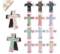 12/16/24 Pcs Magnetic Cross Bookmarks, Personalized Magnetic Christian Bookmarks, Cute Magnet Cross Bookmark with Inspiration Sayings for Bible Study Readers Teachers Students (C-16Pcs)
