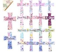 12/16/24 Pcs Magnetic Cross Bookmarks, Personalized Magnetic Christian Bookmarks, Cute Magnet Cross Bookmark with Inspiration Sayings for Bible Study Readers Teachers Students (B-16Pcs)