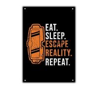 12 * 16inches Eat Sleep Escape Reality Repeat Metal Tin Signs House Decoration Funny Quote Wall Art Sign Room Decor Virtual Reality Gaming Metal Poster Vr Tin Sign
