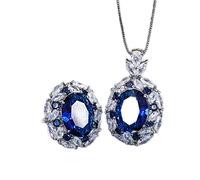12 * 16mm emerald sapphire pendant necklace rings gemstone diamond wedding jewelry set for women accessories