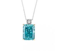 12 * 16mm mint green yellow high carbon diamond silver necklace woman 100% sterling silver jewelry wedding party