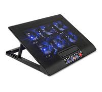 12-17 Inch Uten Laptop Cooling Pad with 6 Silent Fans and Blue LED Lights, Display Control, 5 Adjustable Heights, 2 USB Ports