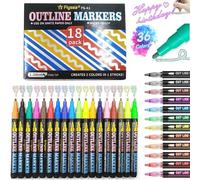 12/18/36 Double Line Outline Pens, Self Outline Metallic Marker Watercolor Pens Quick-Drying & Easy Wipe, Dry Erase Marker Pens,Glitter Writing Drawing Doodle Pens (Watercolor Pens,12 colors)