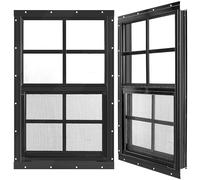 12 * 18 Inch Chicken Coop Window, Black Chicken Coop Shed Household Mobile Home House Small Screen Windows